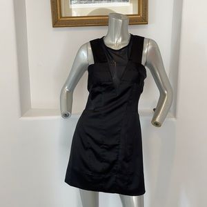 ALLSAINTS Sleeveless Black Mini Dress Mesh Cut Out Detail Size 6